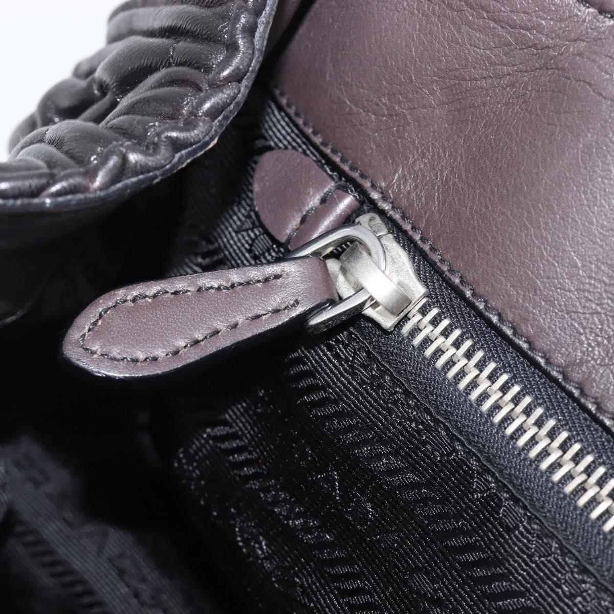 PRADA Hand Bag Leather Black Silver BN1235 Auth am12716A