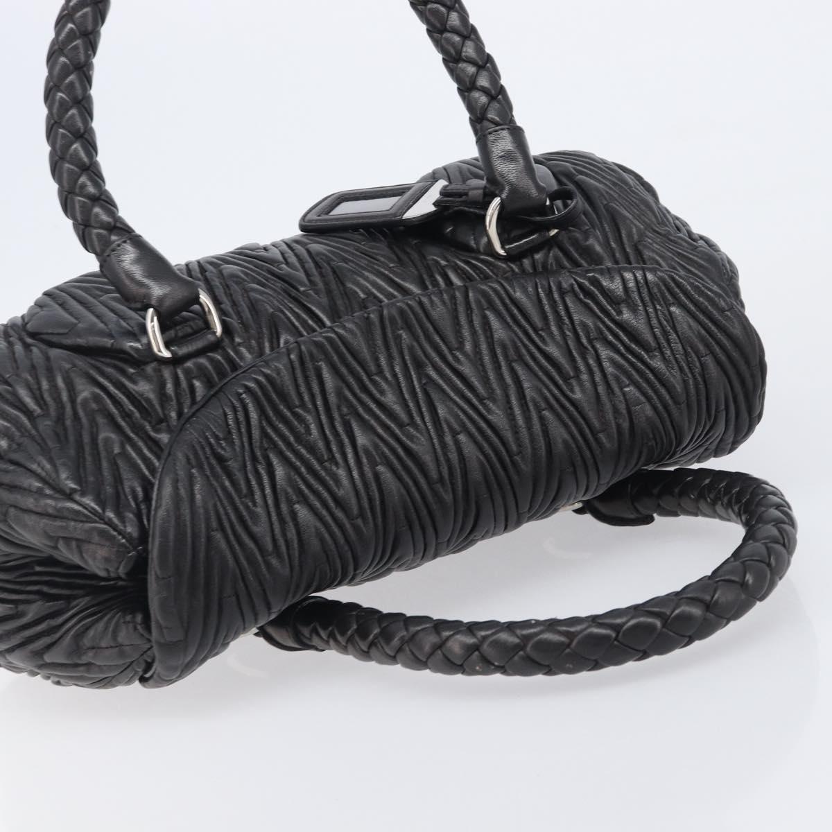 PRADA Hand Bag Leather Black Silver BN1235 Auth am12716A