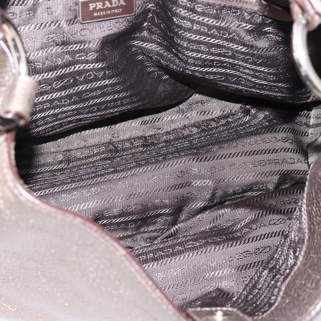PRADA Shoulder Bag Leather Silver BR3353 Auth am12759V