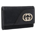 GUCCI GG Canvas Lovely Six Hooks Key Case Black Gold Tone 181599 Auth am12795V