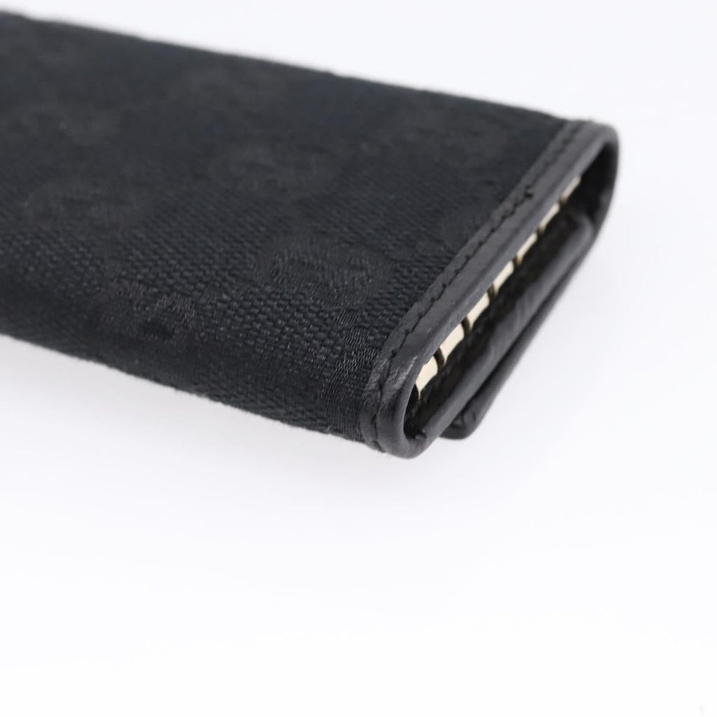 GUCCI GG Canvas Lovely Six Hooks Key Case Black Gold Tone 181599 Auth am12795V