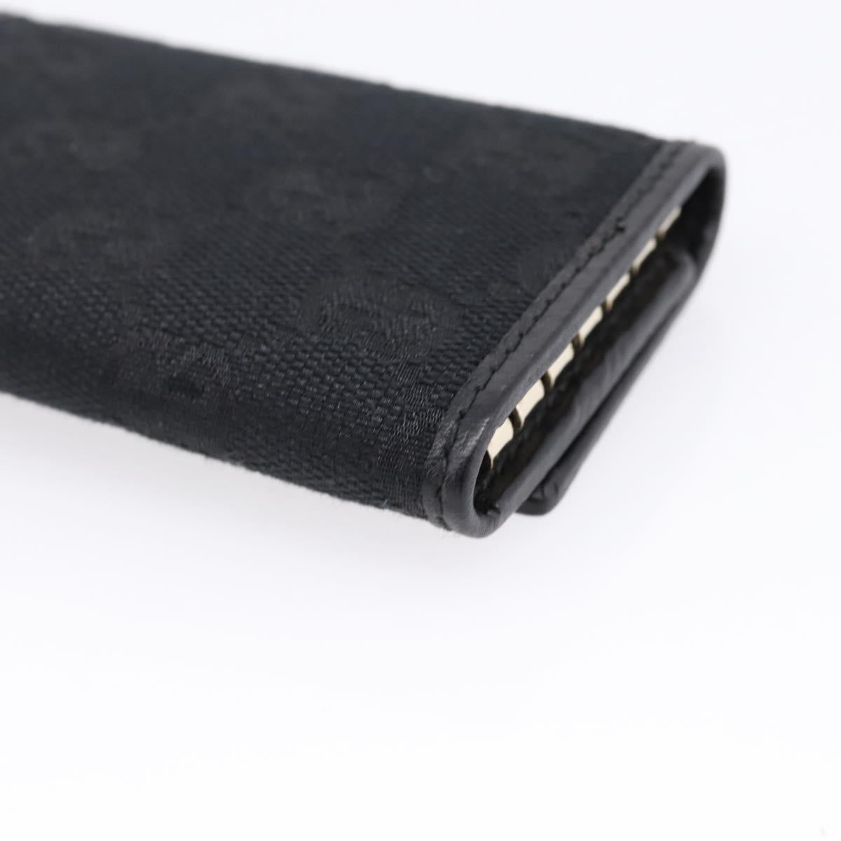 GUCCI GG Canvas Lovely Six Hooks Key Case Black Gold Tone 181599 Auth am12795V