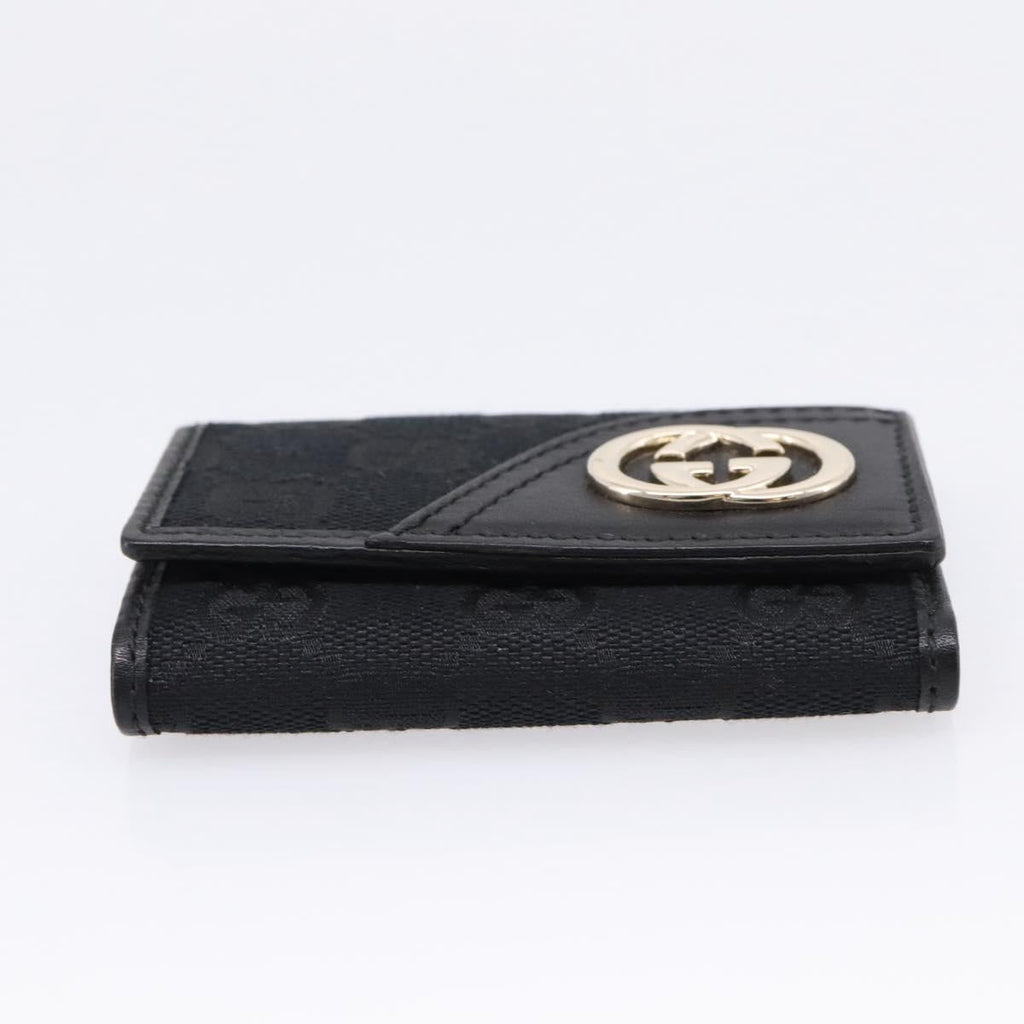 GUCCI GG Canvas Lovely Six Hooks Key Case Black Gold Tone 181599 Auth am12795V