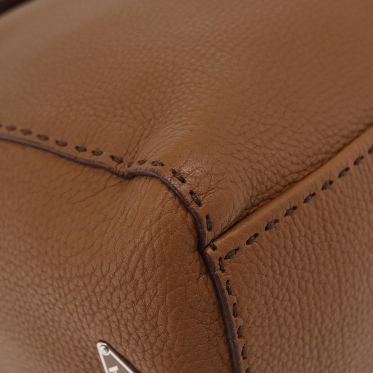 PRADA Shoulder Bag Leather Brown Silver Auth am12821V