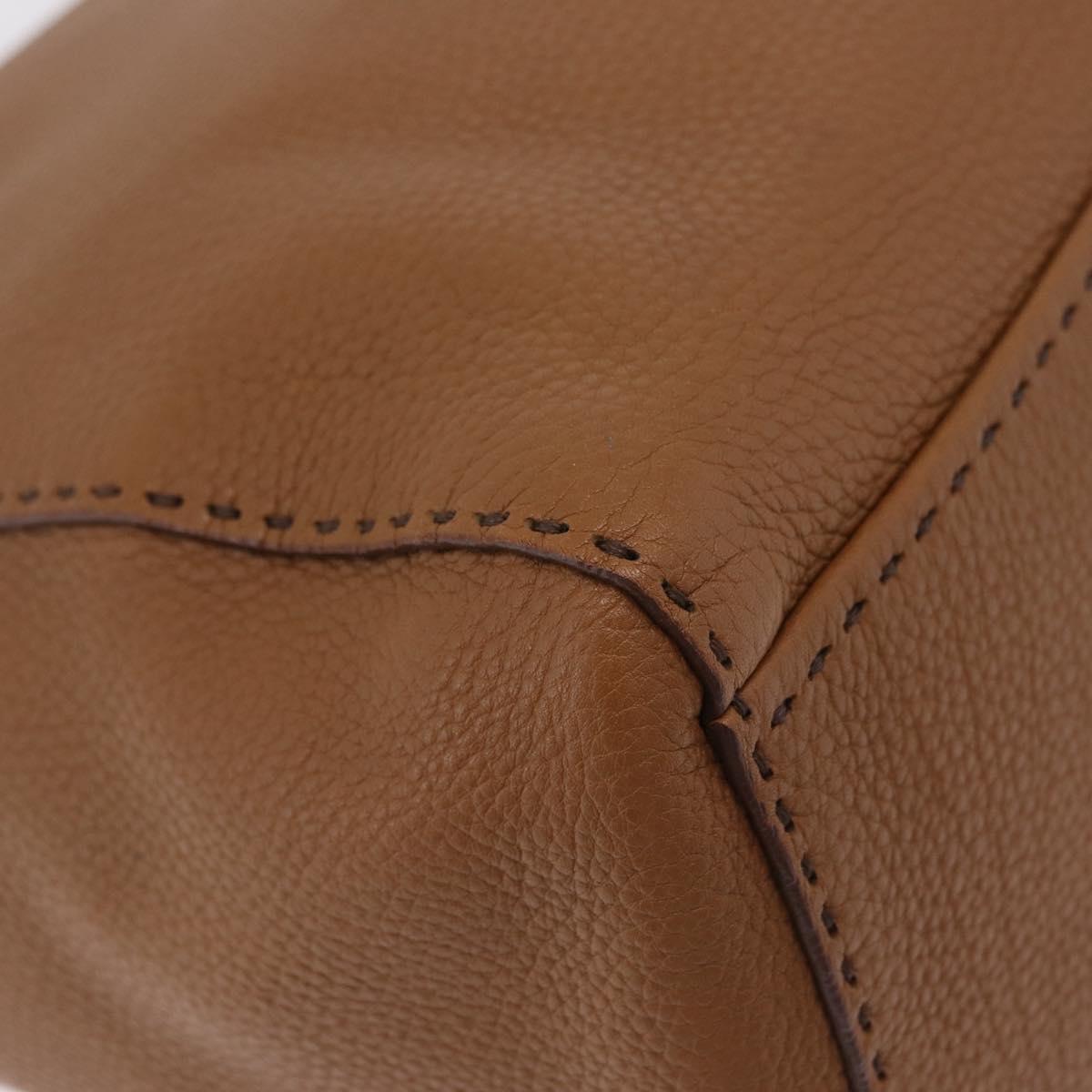 PRADA Shoulder Bag Leather Brown Silver Auth am12821V