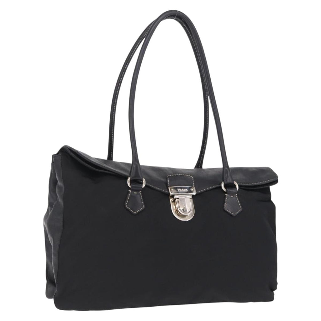 PRADA Tote Bag Nylon Black Silver BR1325 Auth am12835V