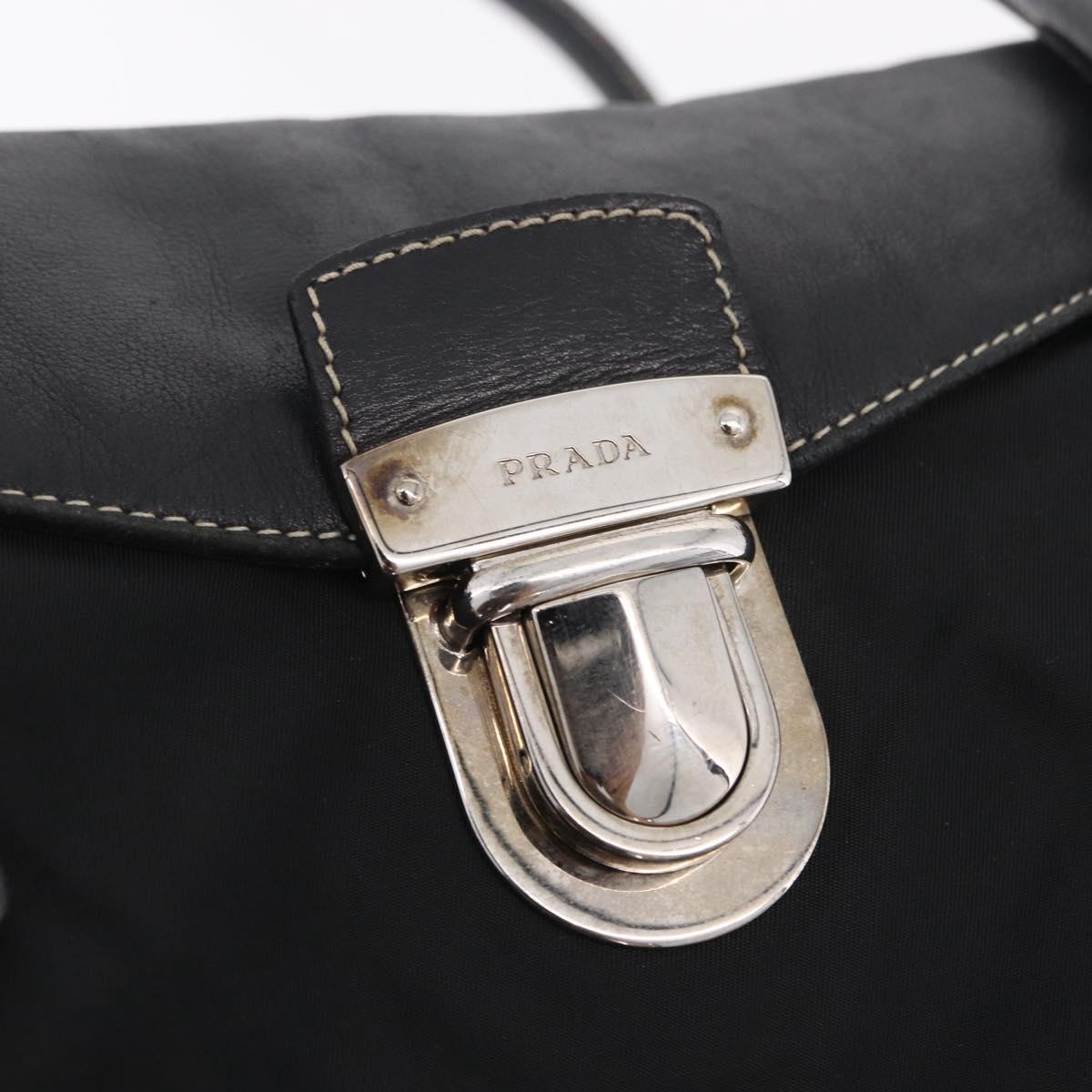 PRADA Tote Bag Nylon Black Silver BR1325 Auth am12835V