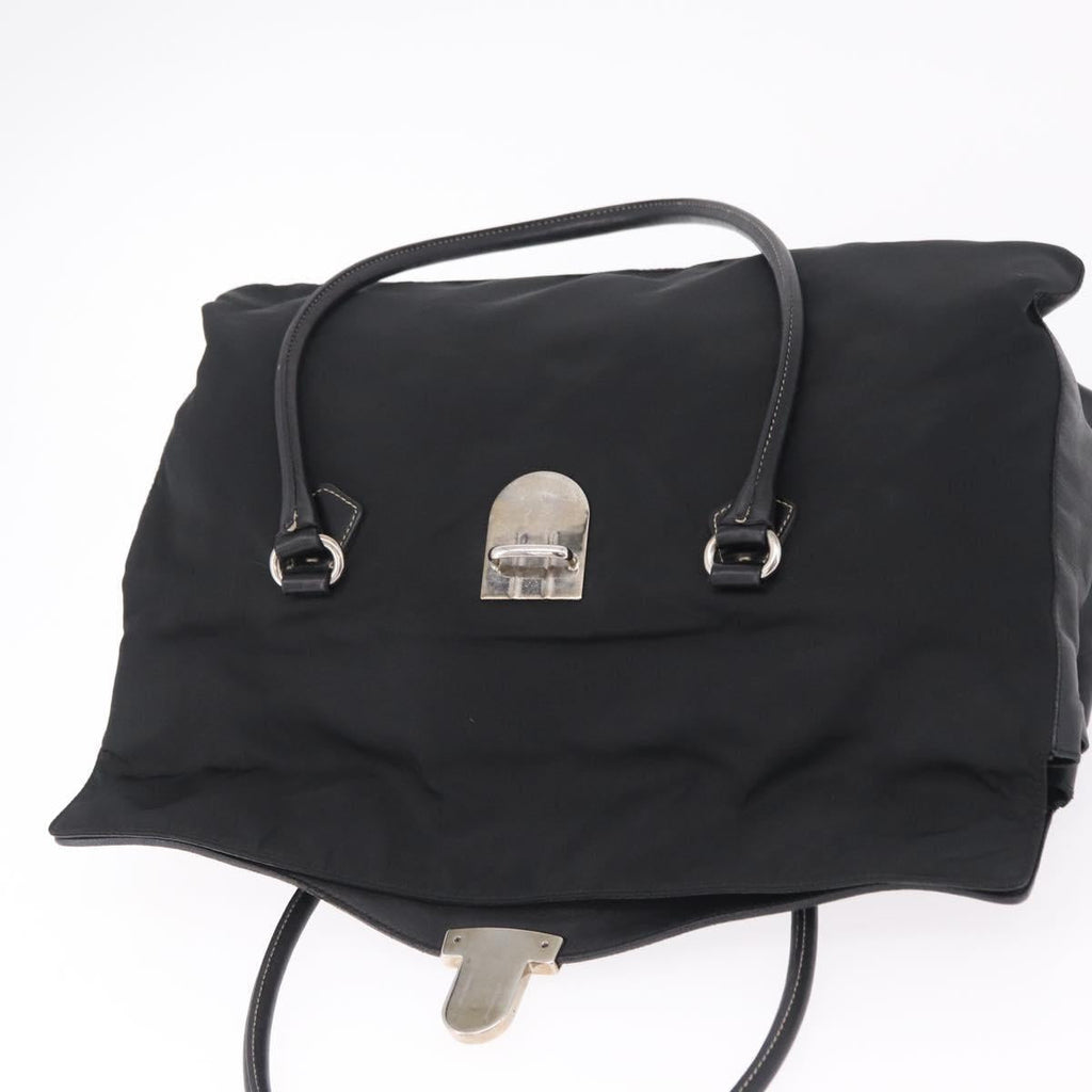 PRADA Tote Bag Nylon Black Silver BR1325 Auth am12835V