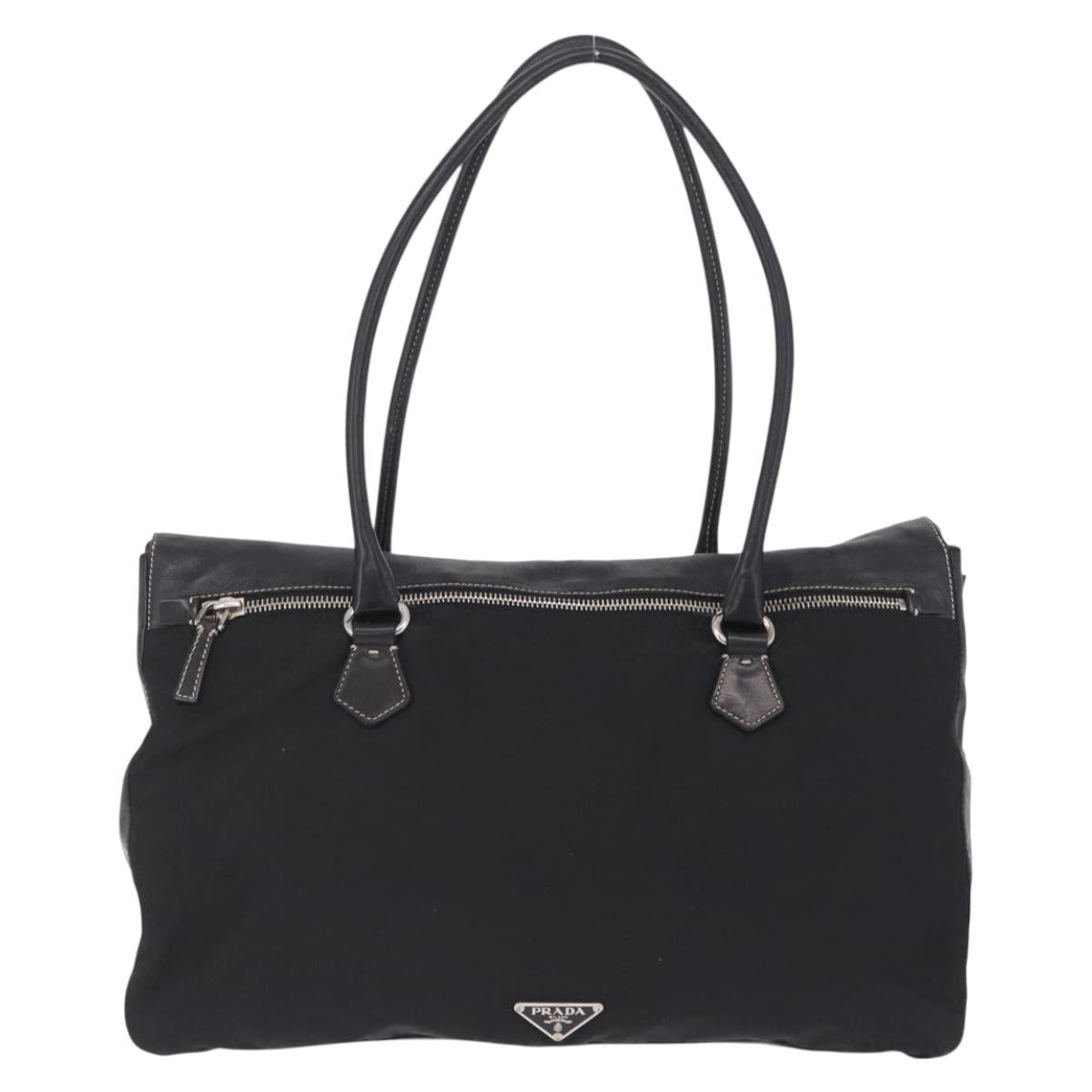PRADA Tote Bag Nylon Black Silver BR1325 Auth am12835V