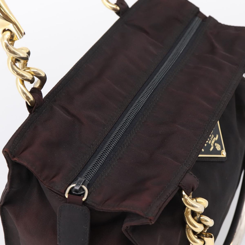 PRADA Metal Handle Hand Bag Nylon Black Auth am12838A