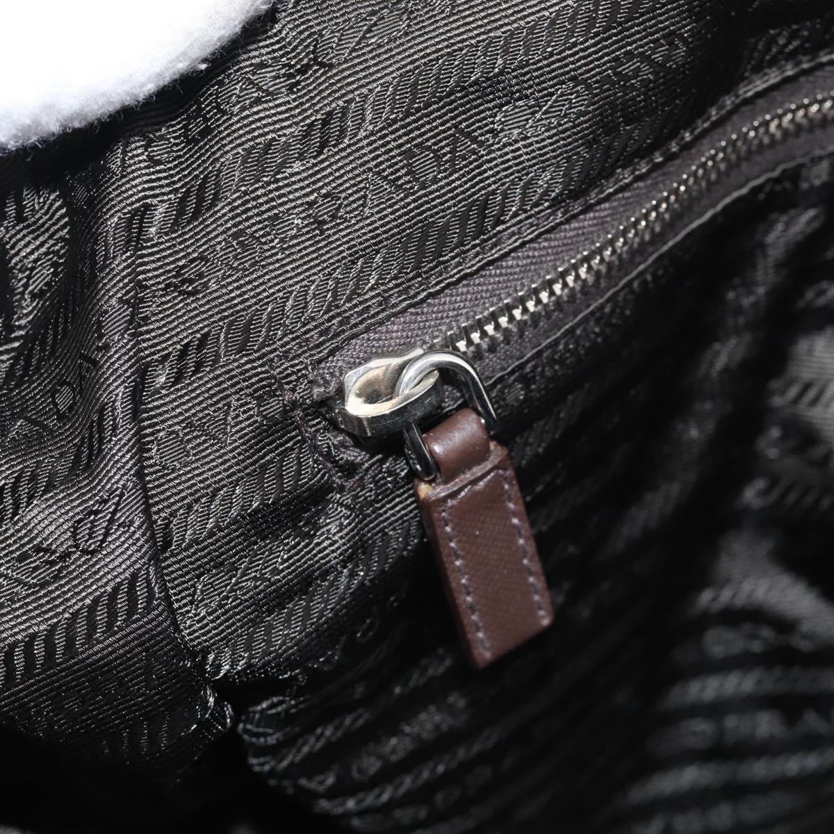 PRADA Boston Bag Nylon Khaki Silver Auth am12844A