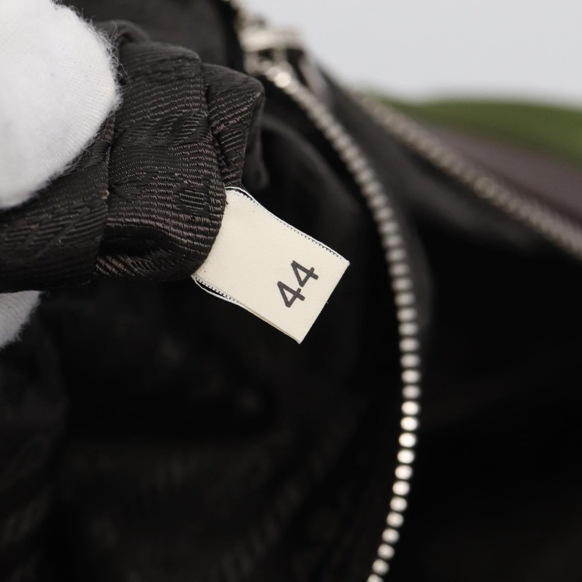 PRADA Boston Bag Nylon Khaki Silver Auth am12844A