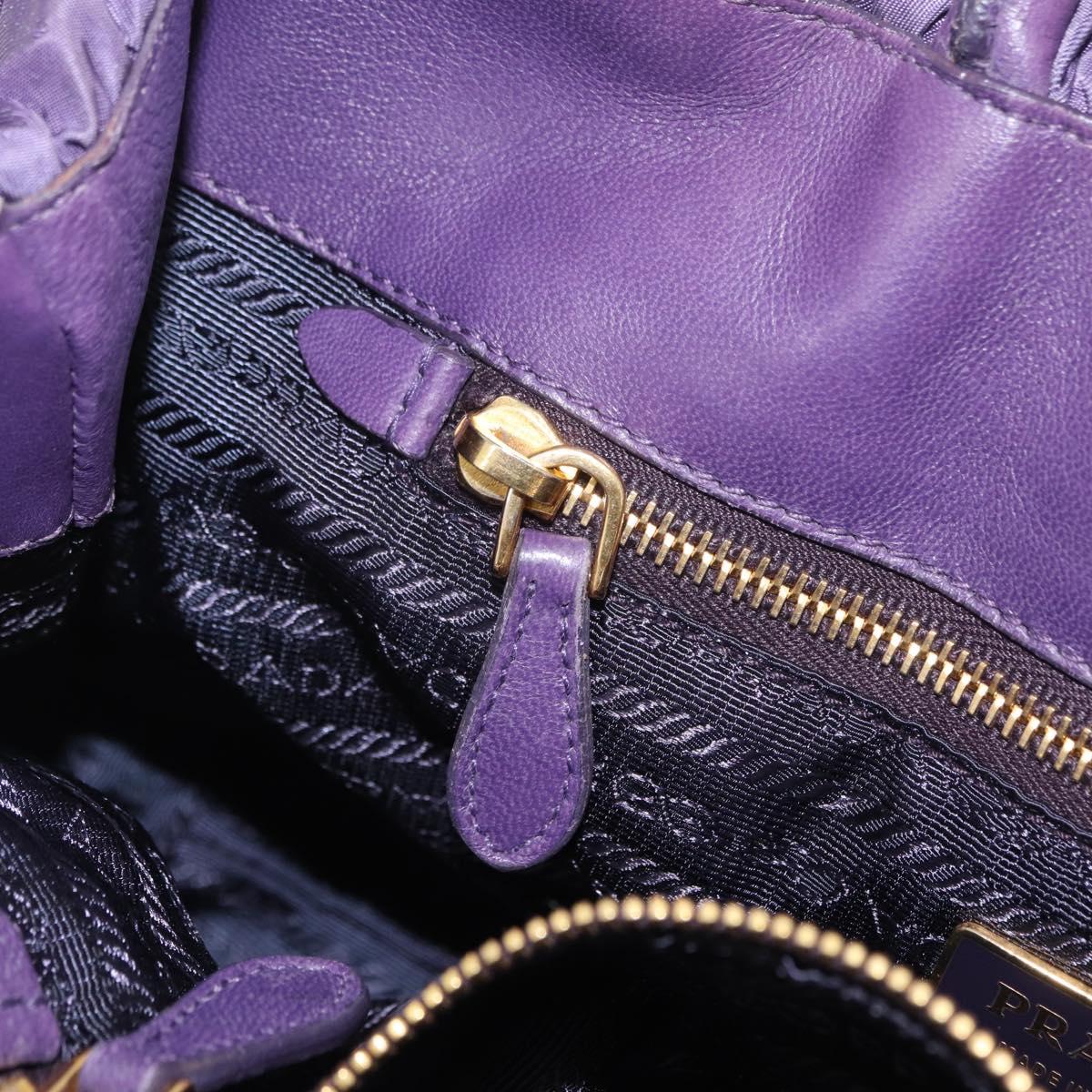 PRADA Hand Bag Nylon Purple Gold Tone Auth am12845A
