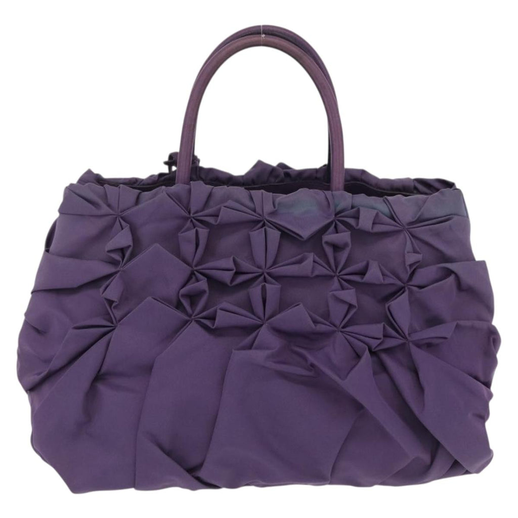 PRADA Hand Bag Nylon Purple Gold Tone Auth am12845A
