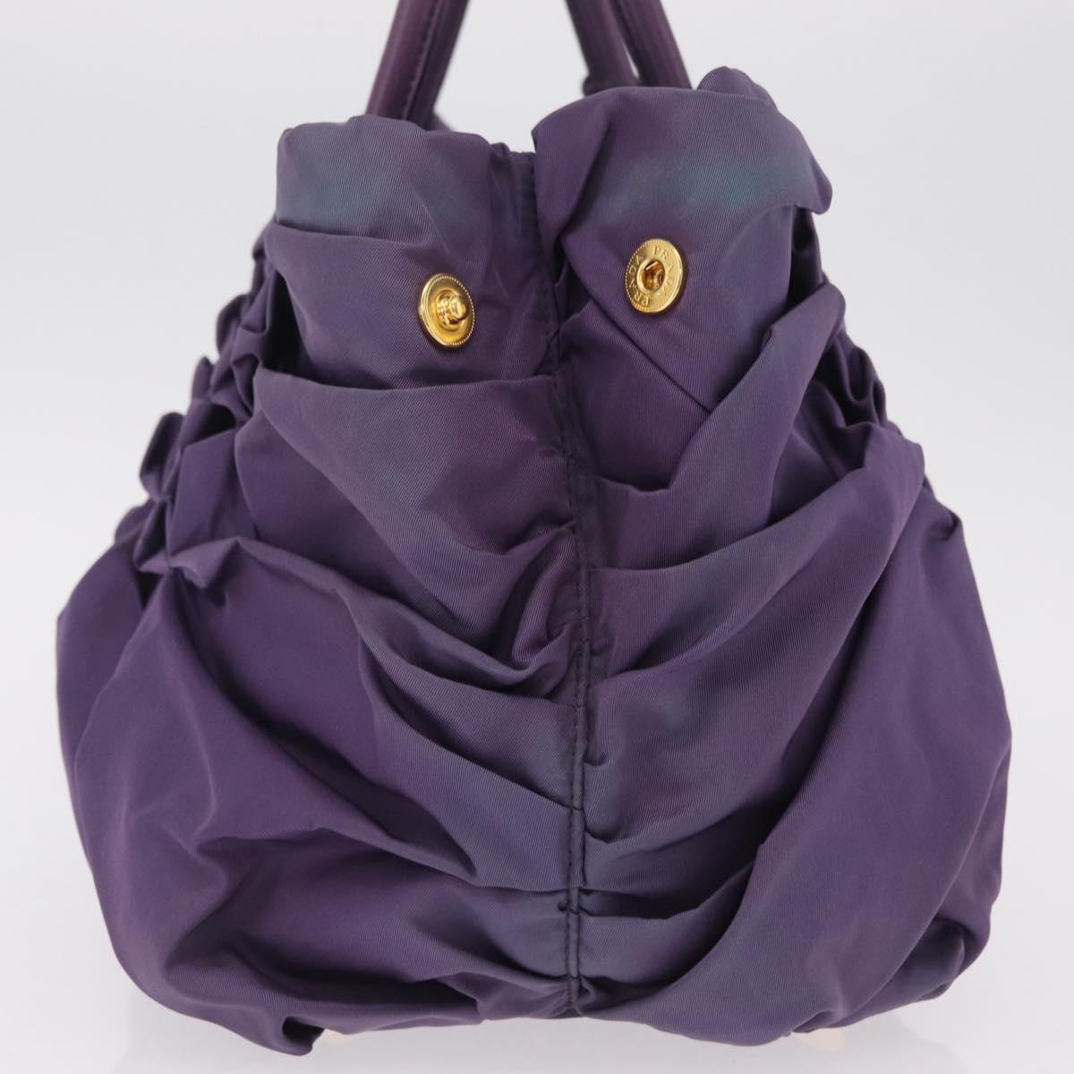PRADA Hand Bag Nylon Purple Gold Tone Auth am12845A