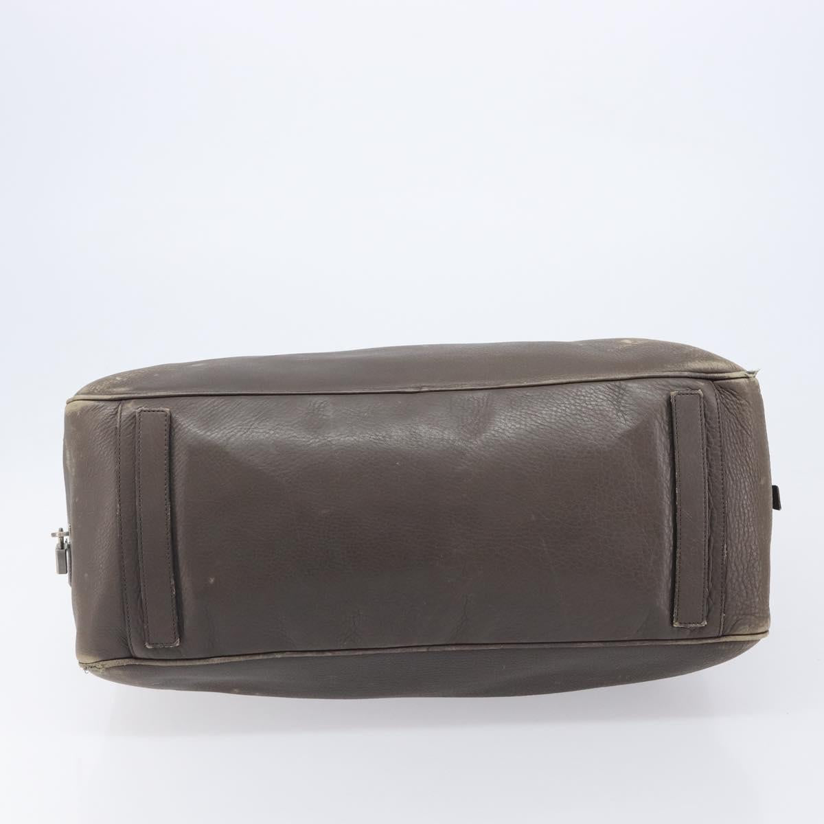 PRADA Boston Bag Leather Gray Silver Auth am12847