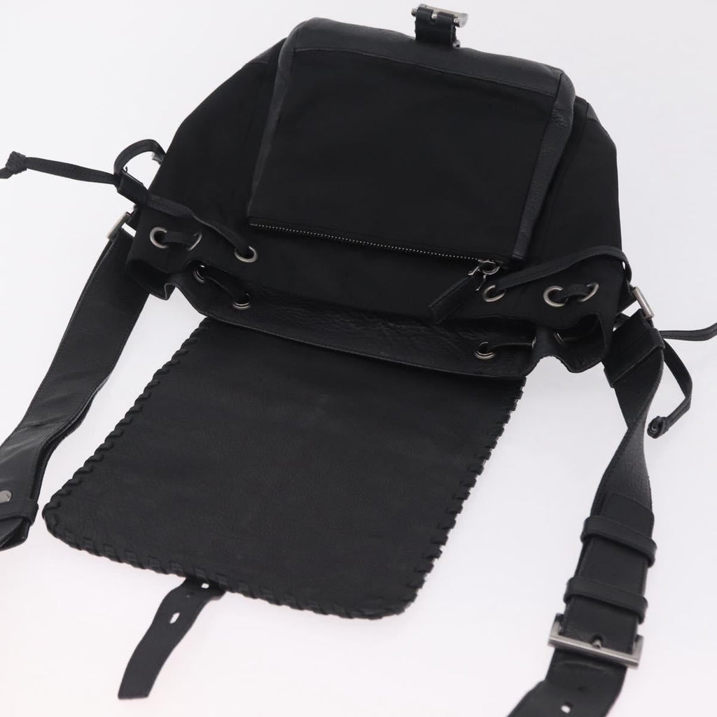 PRADA Studs Shoulder Bag Nylon Black Silver Auth am12849A
