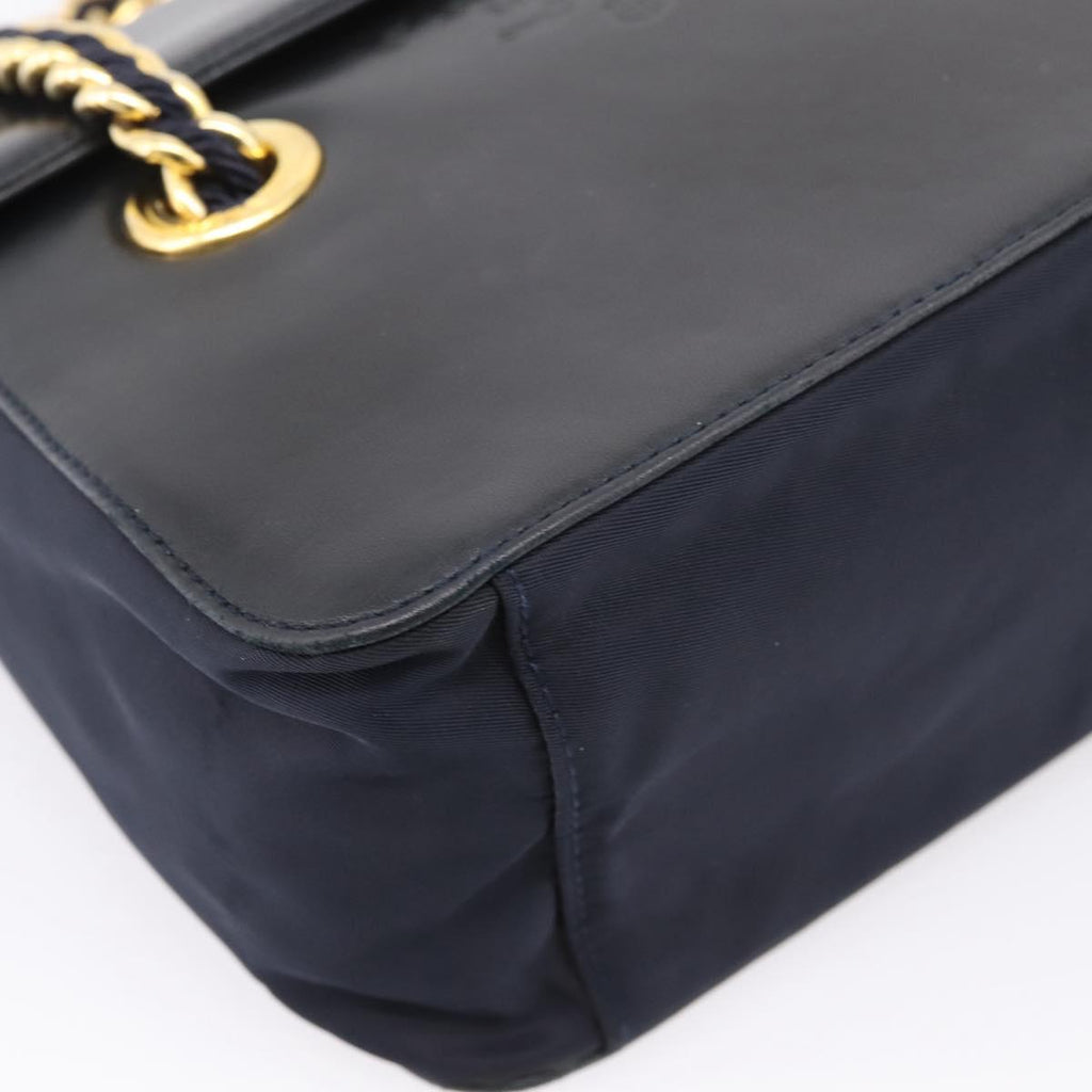PRADA Chain Shoulder Bag Leather Black Gold Tone B4099 Auth am12853V