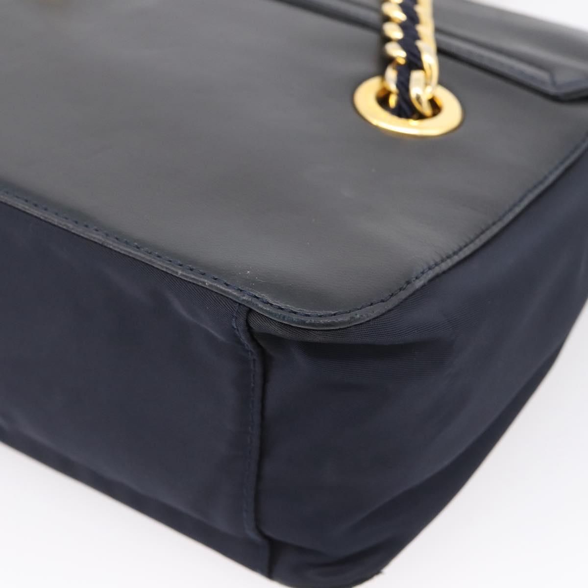 PRADA Chain Shoulder Bag Leather Black Gold Tone B4099 Auth am12853V