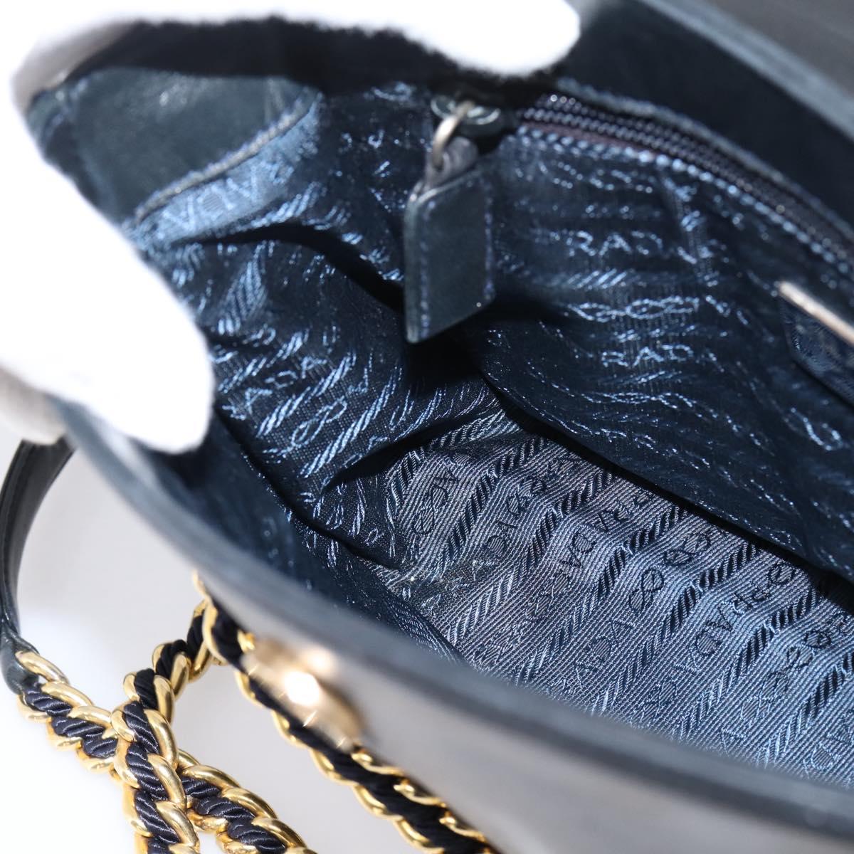 PRADA Chain Shoulder Bag Leather Black Gold Tone B4099 Auth am12853V
