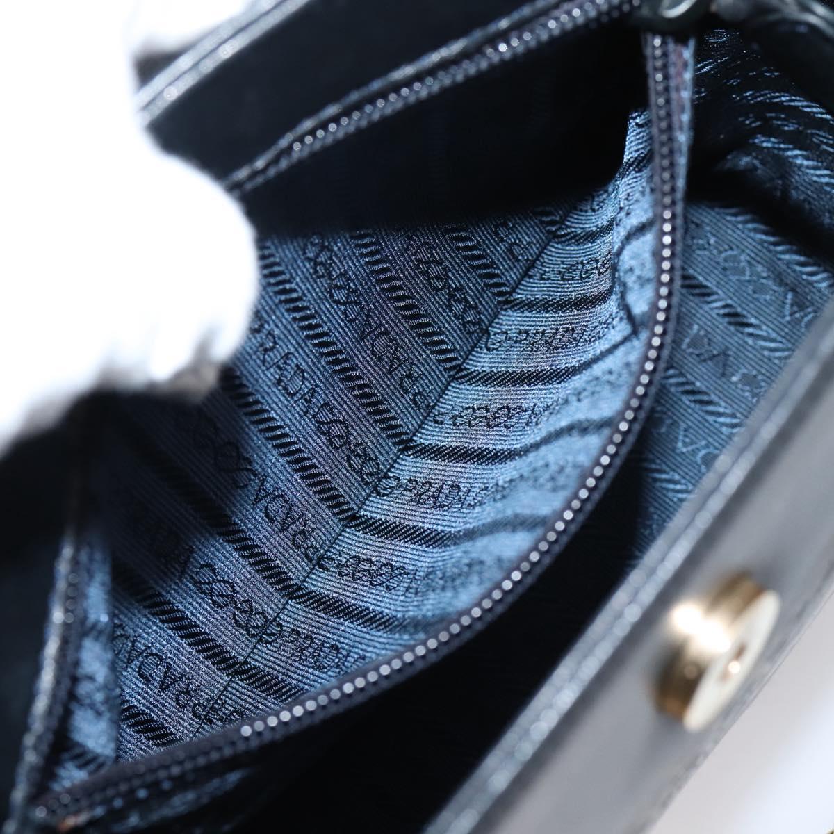 PRADA Chain Shoulder Bag Leather Black Gold Tone B4099 Auth am12853V