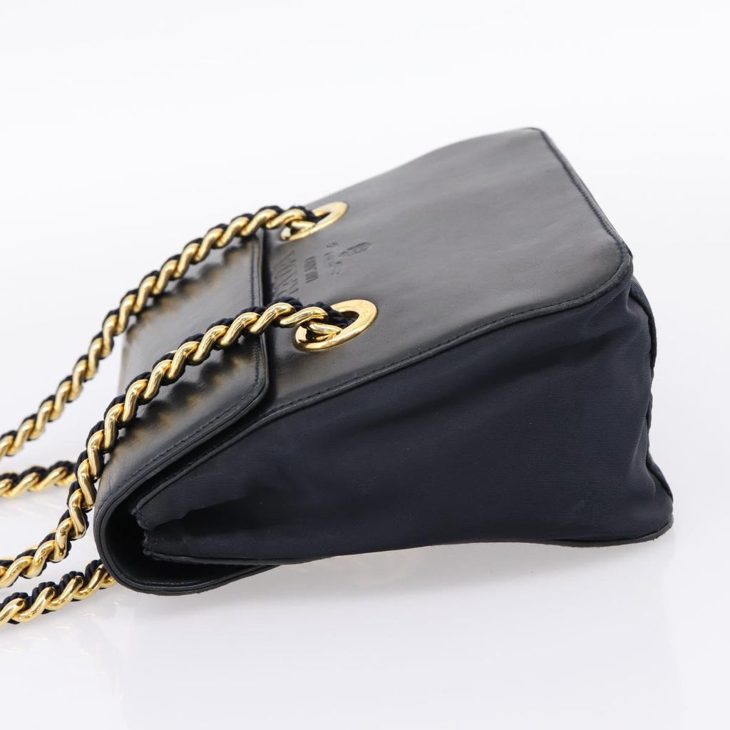 PRADA Chain Shoulder Bag Leather Black Gold Tone B4099 Auth am12853V