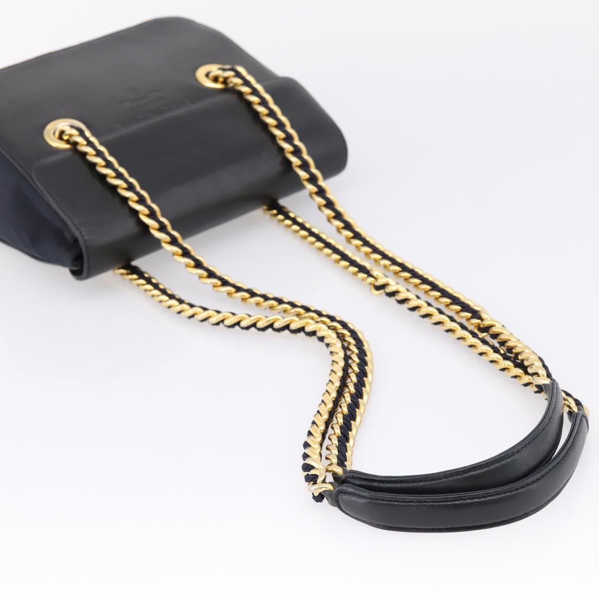 PRADA Chain Shoulder Bag Leather Black Gold Tone B4099 Auth am12853V