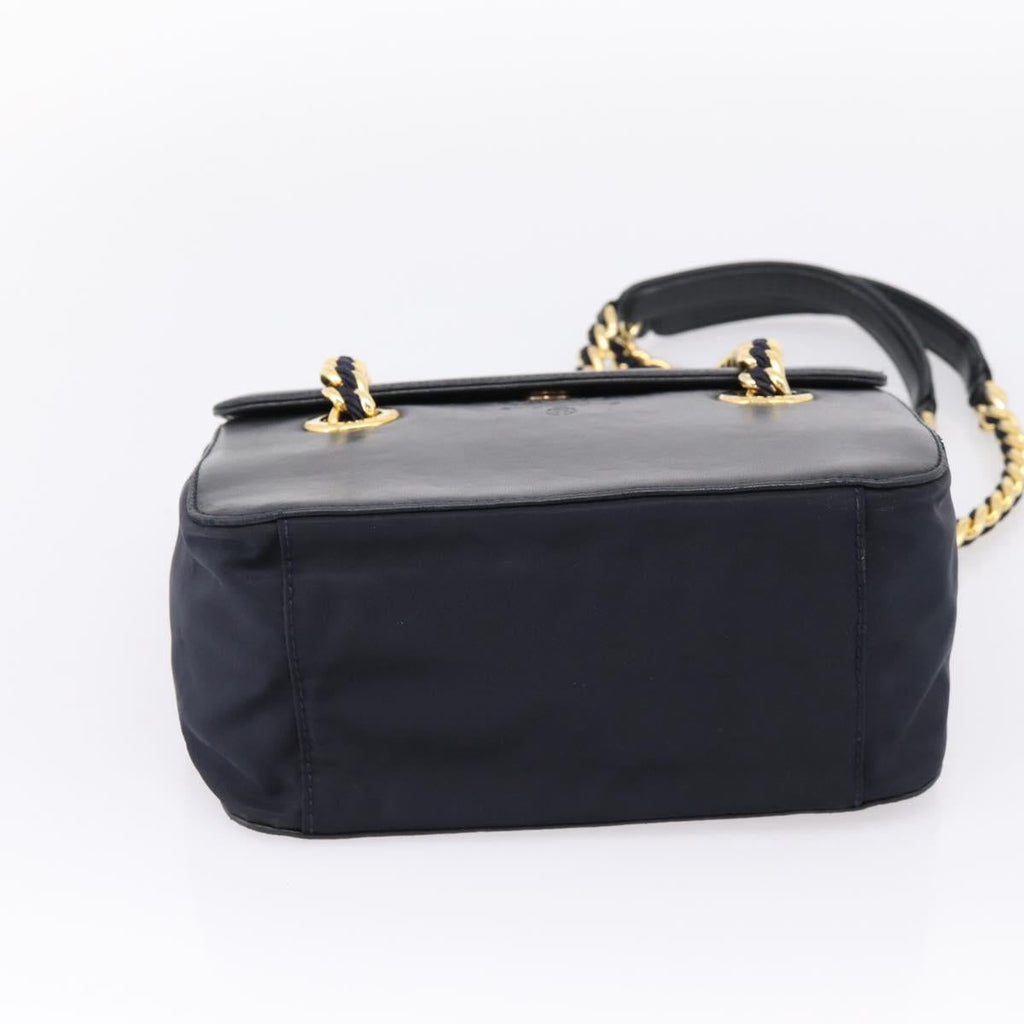 PRADA Chain Shoulder Bag Leather Black Gold Tone B4099 Auth am12853V
