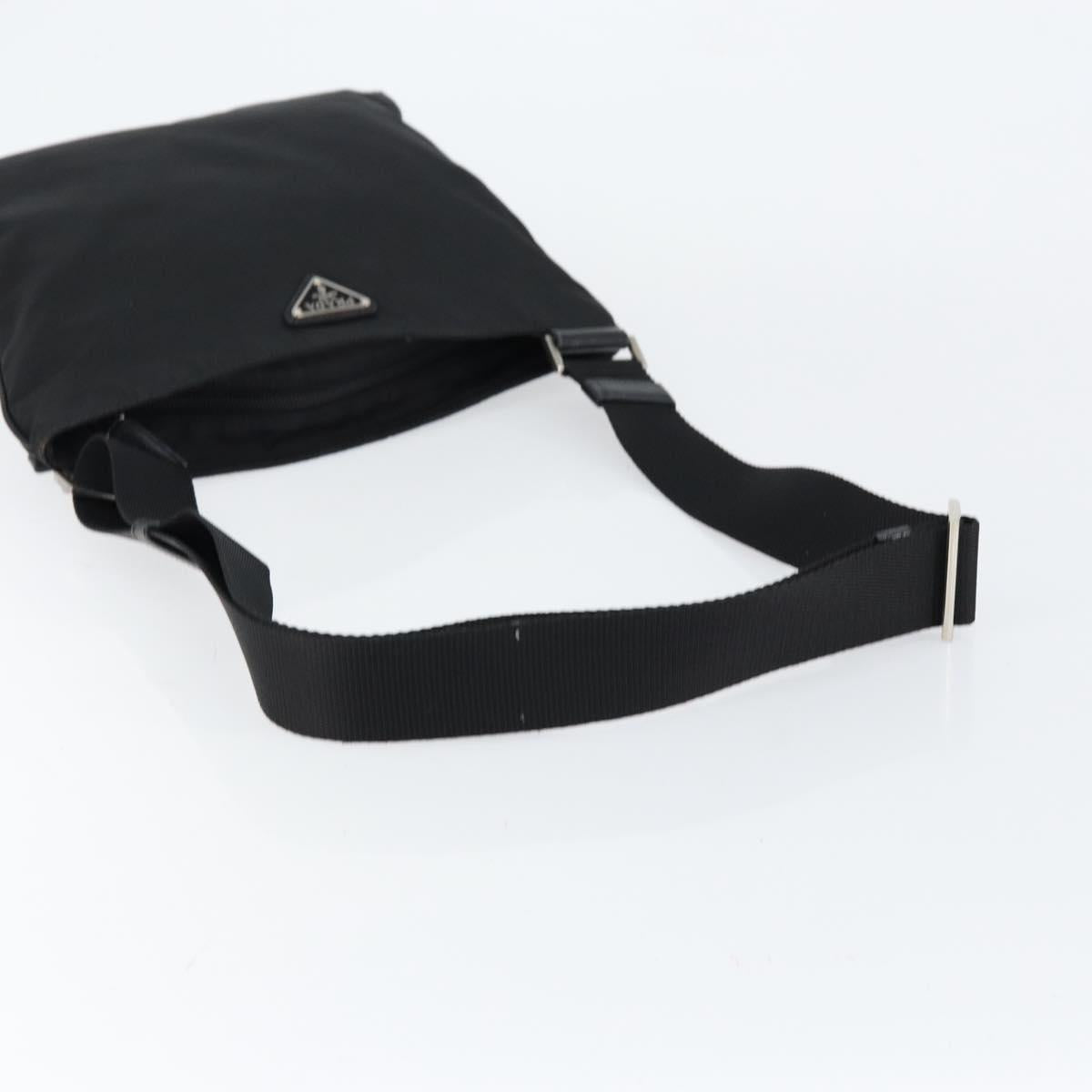 PRADA Shoulder Bag Nylon Black Gold Auth am9670