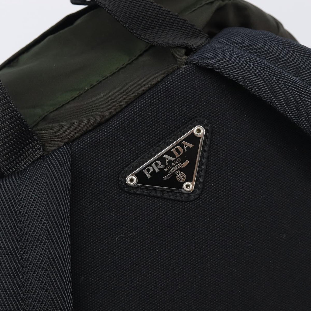 PRADA Backpack Nylon Khaki Silver Auth ar14290