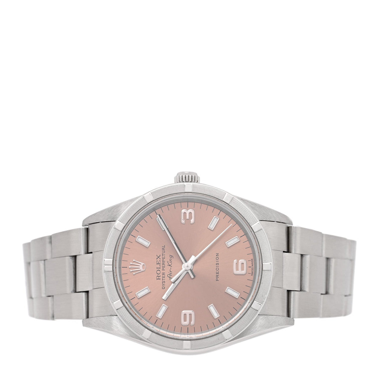 Stainless Steel 34mm Oyster Perpetual Air-King Precision Watch Pink 14010