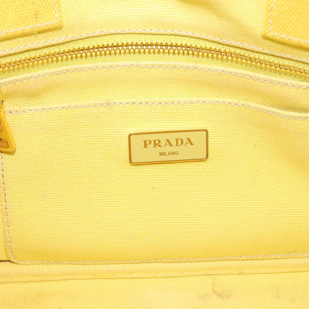PRADA Kanapa PM Hand Bag Canvas Yellow Gold Tone Auth BA15357