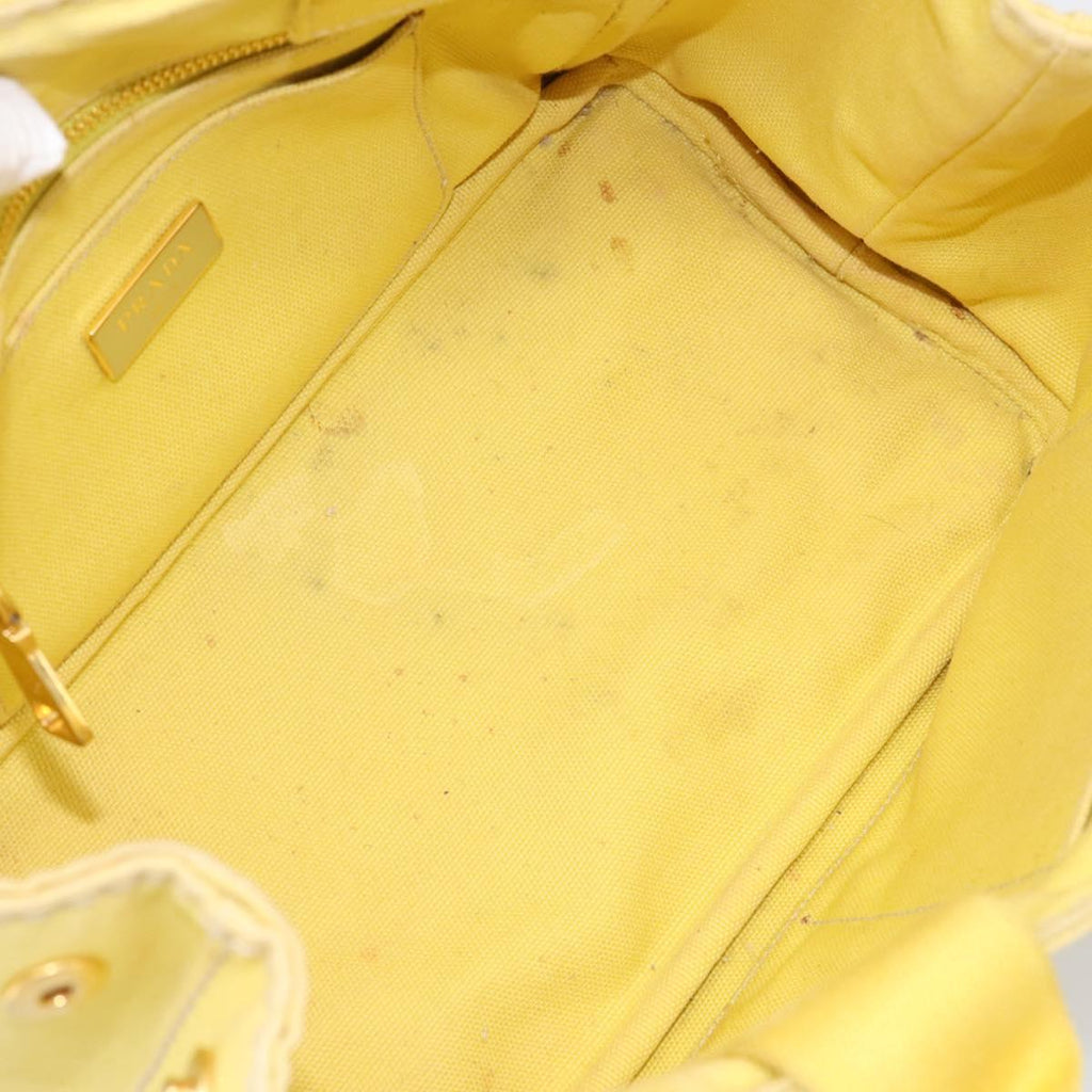 PRADA Kanapa PM Hand Bag Canvas Yellow Gold Tone Auth BA15357