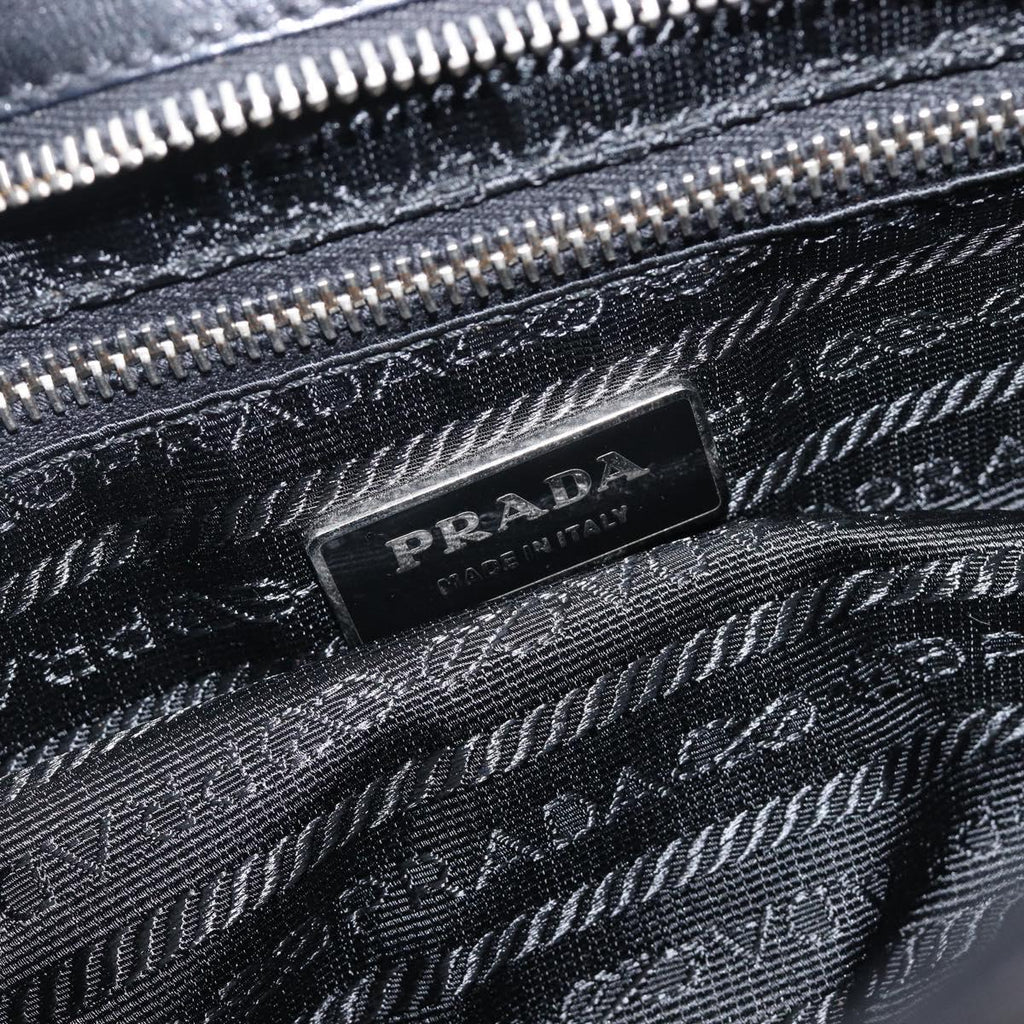 PRADA Shoulder Bag Leather Black Silver Auth BA15835V