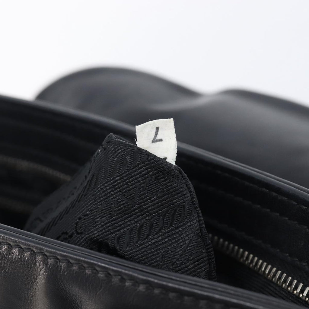 PRADA Shoulder Bag Leather Black Silver Auth BA15835V