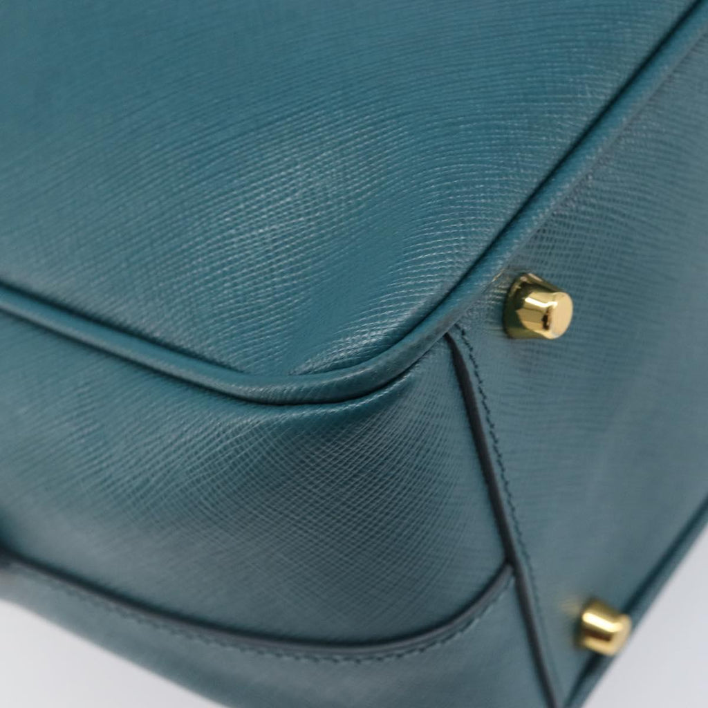 PRADA Galleria Hand Bag Saffiano leather Green Gold Auth BA15894V