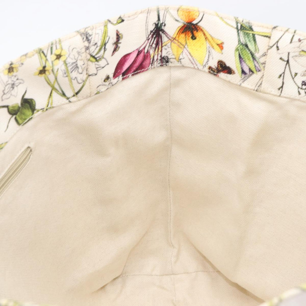 GUCCI Flora Tote Bag Canvas White 282439 Auth BA15910V