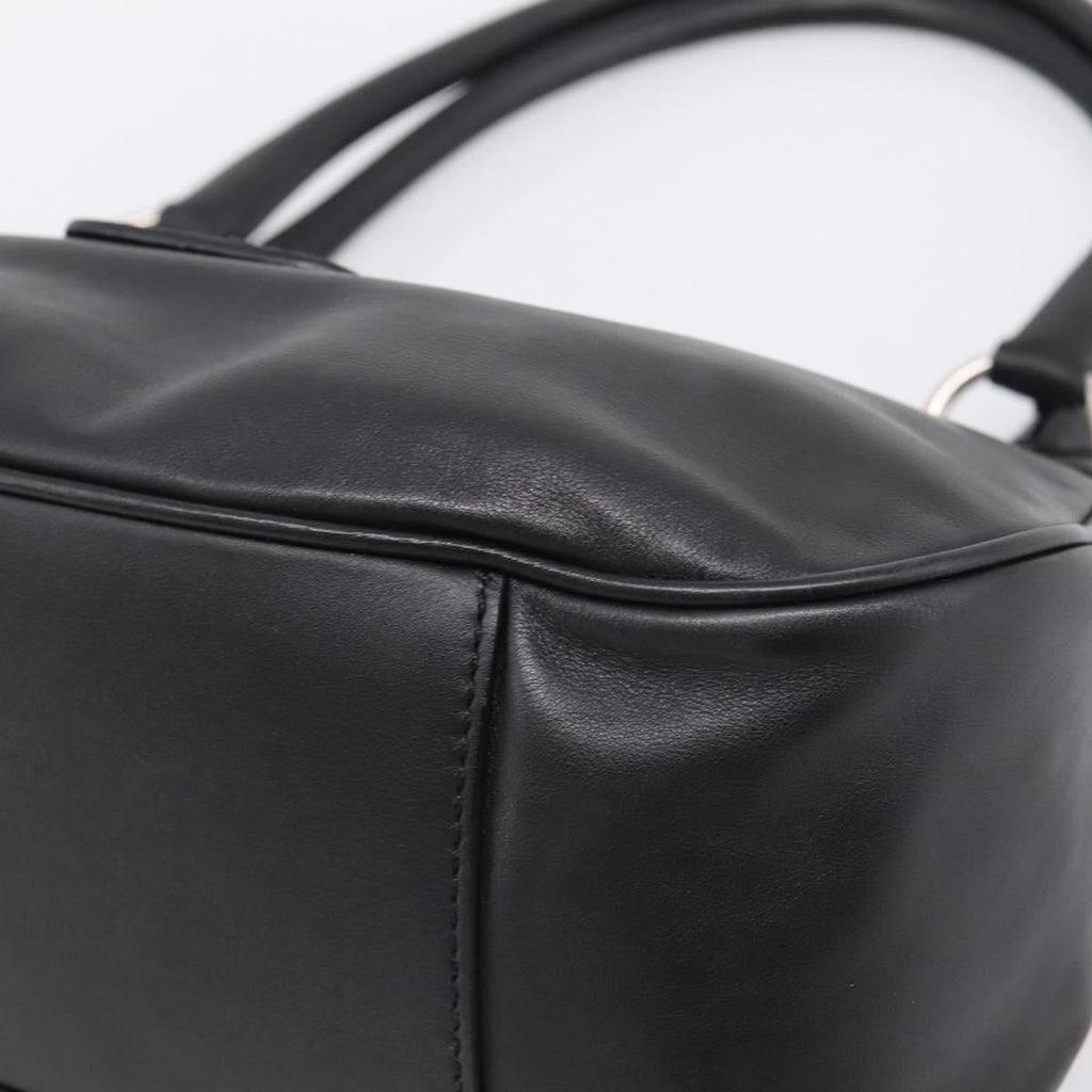 PRADA Shoulder Bag Leather Black Silver Auth BA15920M