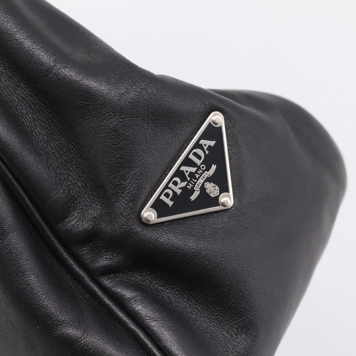 PRADA Shoulder Bag Leather Black Silver Auth BA15920M