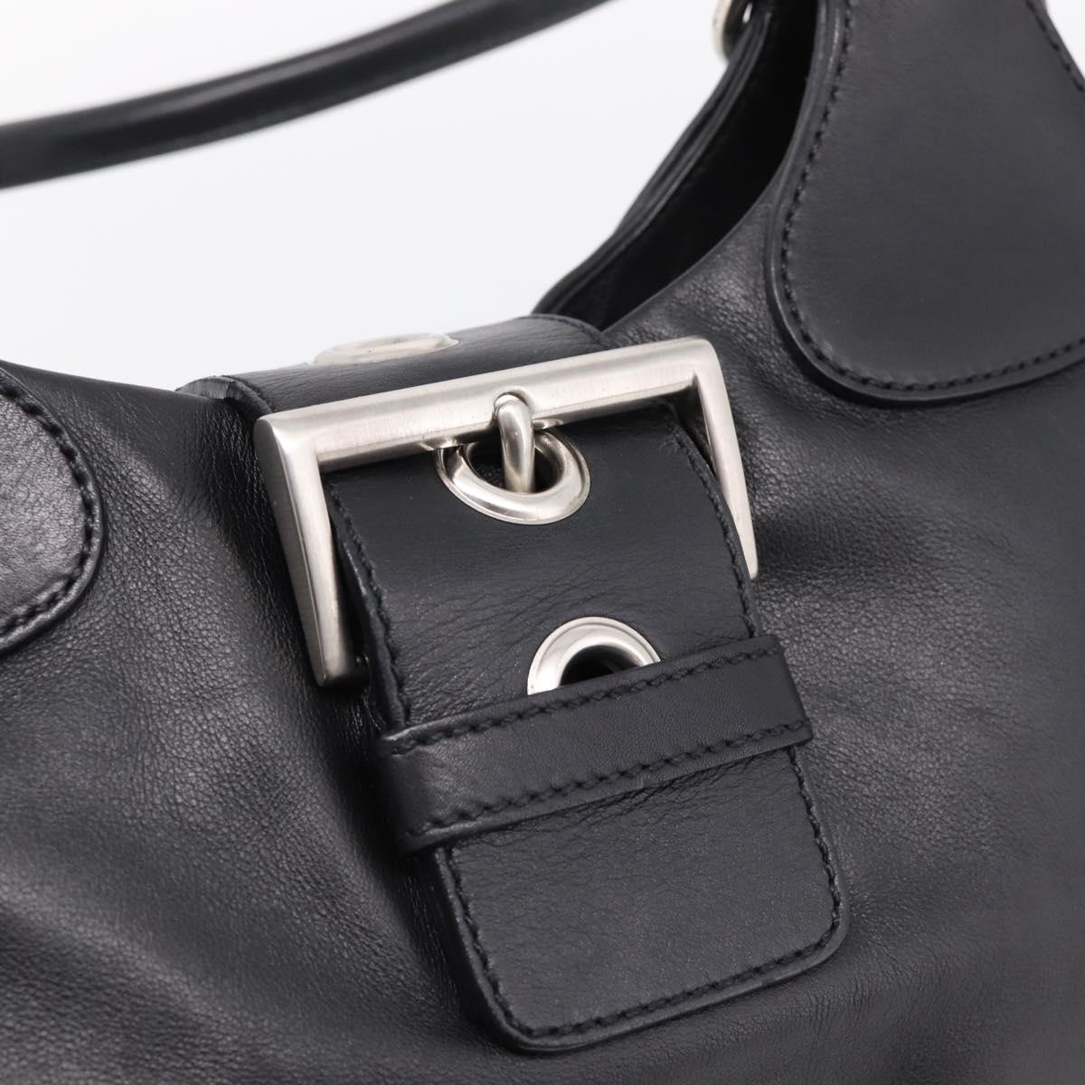 PRADA Shoulder Bag Leather Black Silver Auth BA15920M