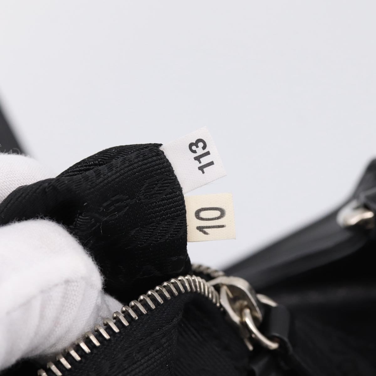 PRADA Shoulder Bag Leather Black Silver Auth BA15920M