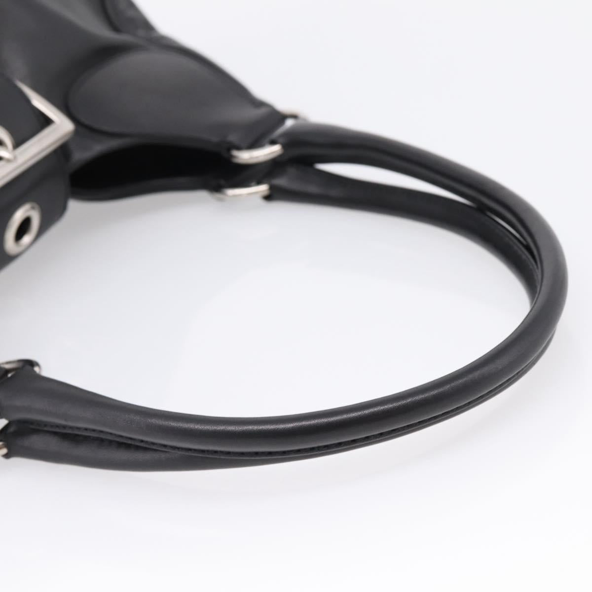 PRADA Shoulder Bag Leather Black Silver Auth BA15920M