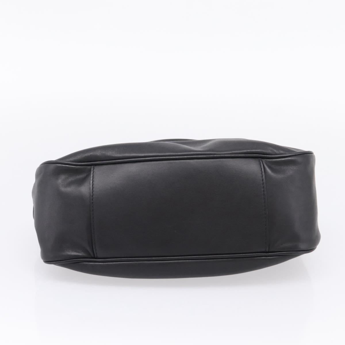PRADA Shoulder Bag Leather Black Silver Auth BA15920M