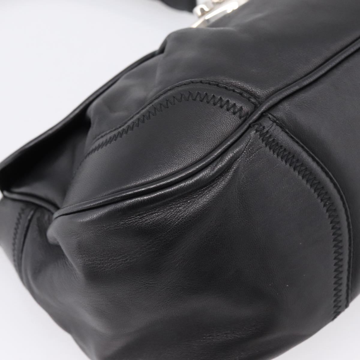 PRADA Shoulder Bag Leather Black Silver Auth BA15921M