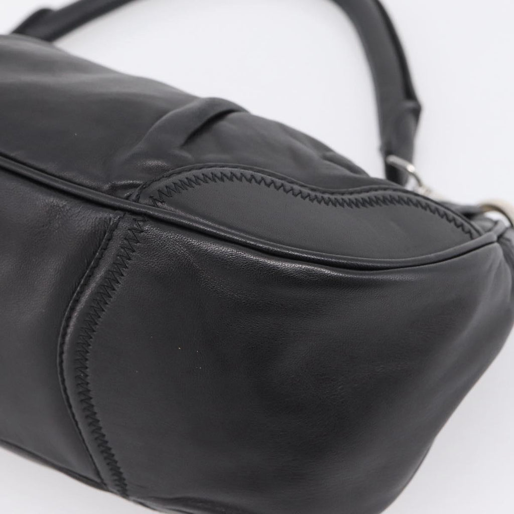 PRADA Shoulder Bag Leather Black Silver Auth BA15921M