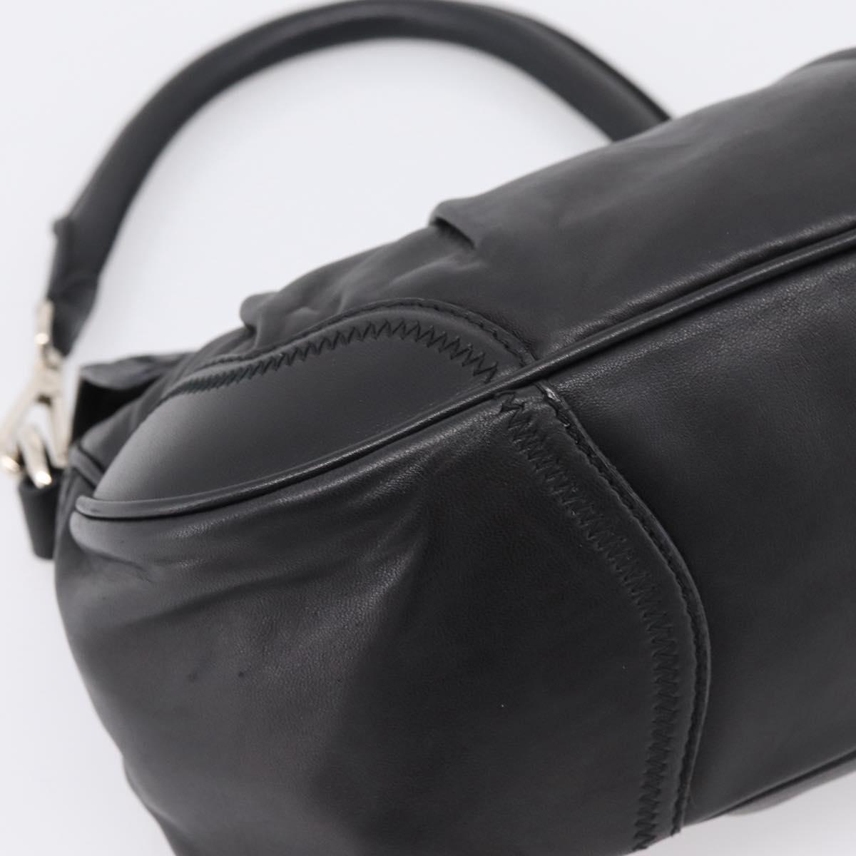 PRADA Shoulder Bag Leather Black Silver Auth BA15921M