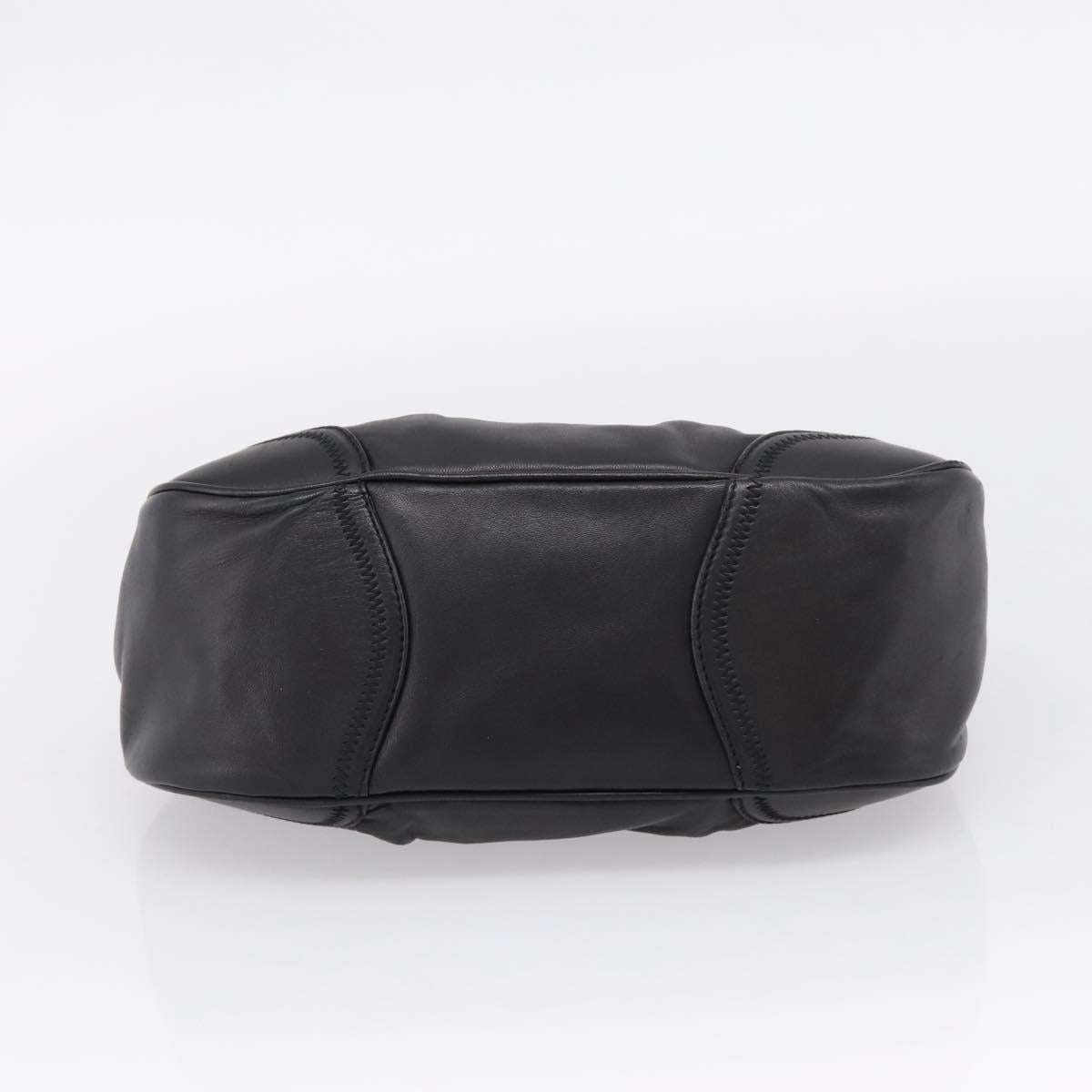 PRADA Shoulder Bag Leather Black Silver Auth BA15921M