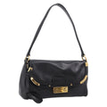 PRADA Shoulder Bag Leather Black Gold Auth BA15922M