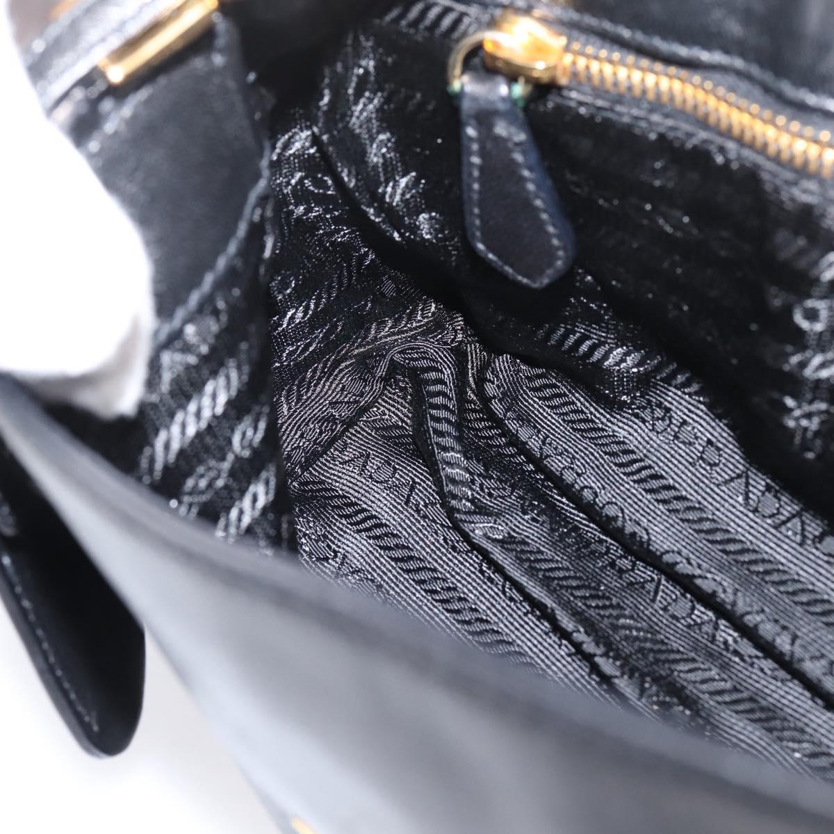 PRADA Shoulder Bag Leather Black Gold Auth BA15922M