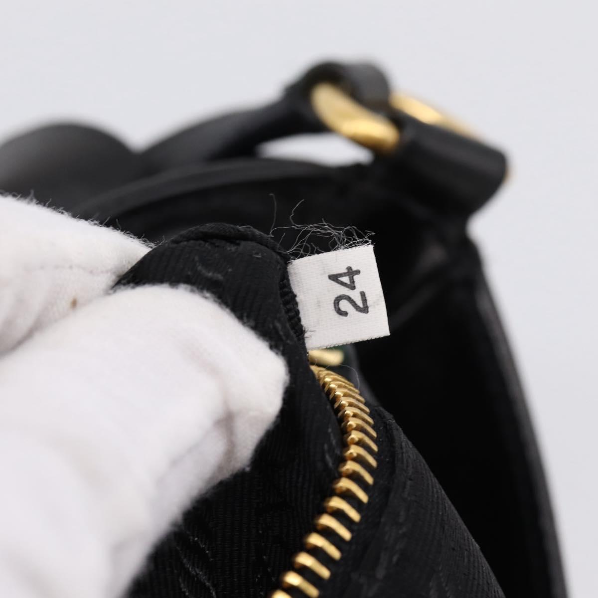 PRADA Shoulder Bag Leather Black Gold Auth BA15922M